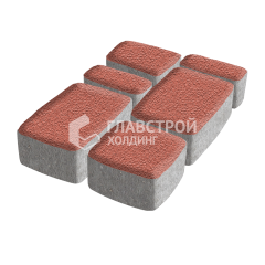 Тротуарная плитка Классика 4 камня, красная на камне, 4 см