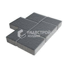 Тротуарная плитка Новый город, черная на камне, 4 см