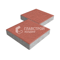 Тротуарная плитка Квадрат 300х300х60, красная на камне