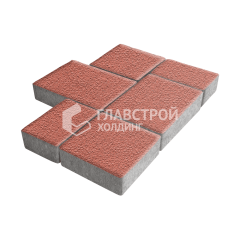 Тротуарная плитка Новый город, красная на камне, 6 см