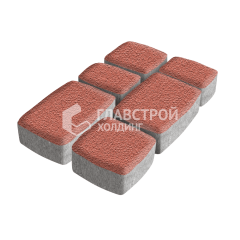 Тротуарная плитка Классика 3 камня, красная на камне, 4 см