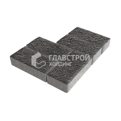 Тротуарная плитка Брусчатка, джафар черный с мраморной крошкой, 10 см