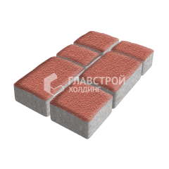 Тротуарная плитка Старый город, красная на камне, 6 см